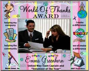 World of Thanks Award frame ©DLE, Inc.